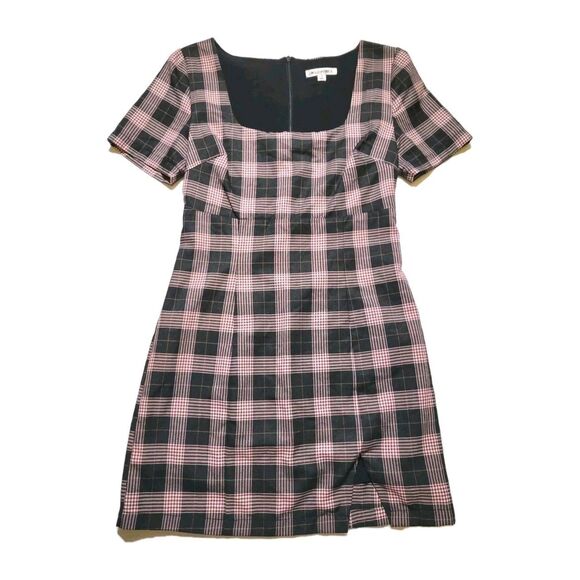 Plaid 90s Grunge Short Dress Womens Small Square Neck By Wild Honey Clueless - Picture 2 of 12